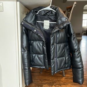 Abercrombie Black Leather Puffer